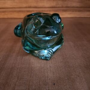 Indiana Glass Green Frog Candle Holder/Paper Weight